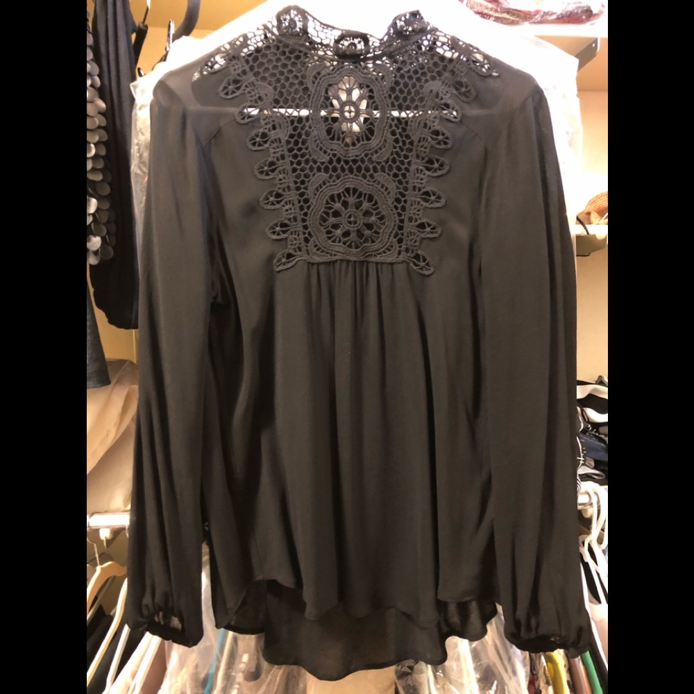Zara Black Blouse with Lace Detail